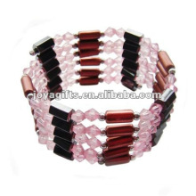 Magnetic Pink Glass Beads wrap Bracelets & Necklace 36"